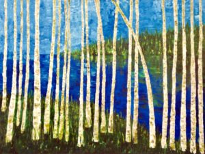 Birch Trees, Mixed Media, 3w x 3', $1750
